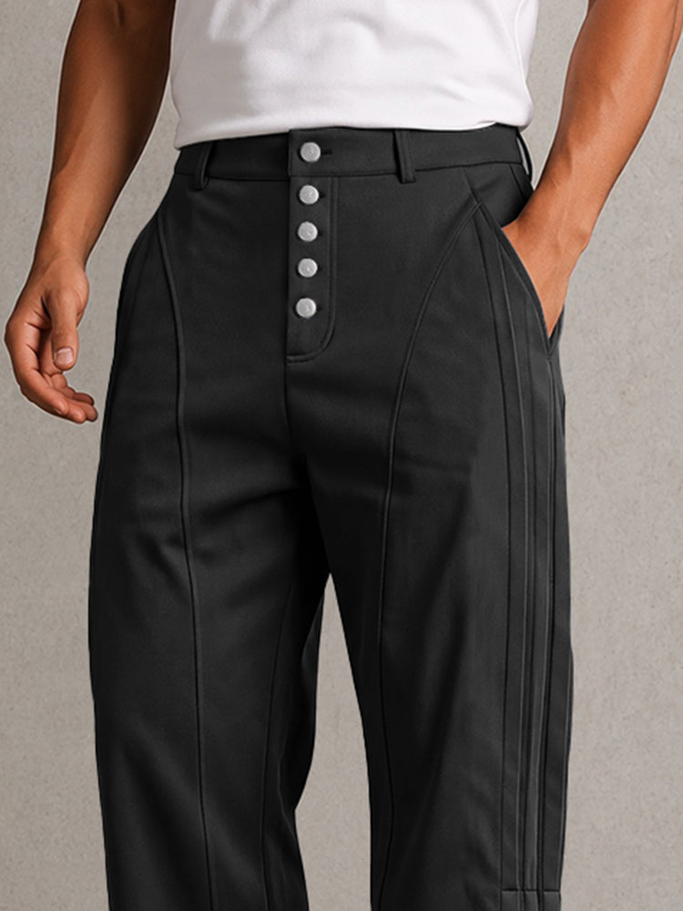 Casual Multi-Button Fly Pleated Pants