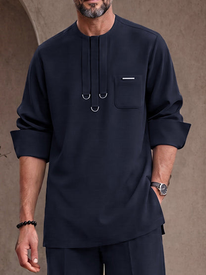 Utility Casual D-Ring Details Shirt Pants Set