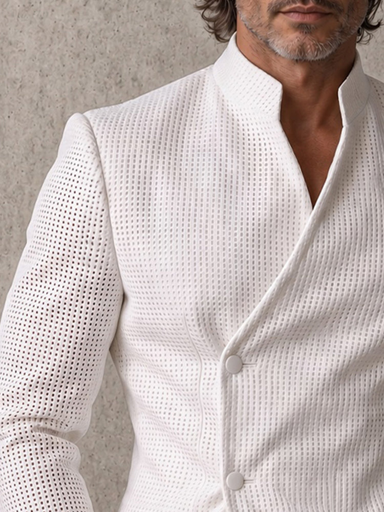Smart Casual Shoulder Pads Hollow-Out Blazer