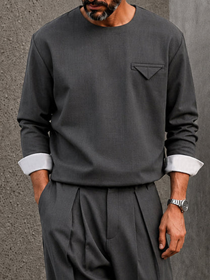 Smart Casual Contrast Cuff 2-Piece Suit Set