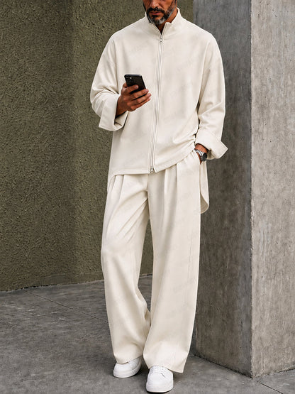 Casual Loose High-Low Hem Shirt Pants Set