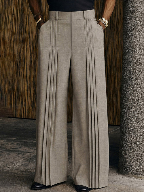 Polished Casual Front-Pleat Design Suit Pants