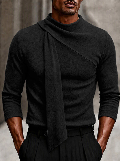 Modern Casual Scarf-Neck Fitted Rib Top