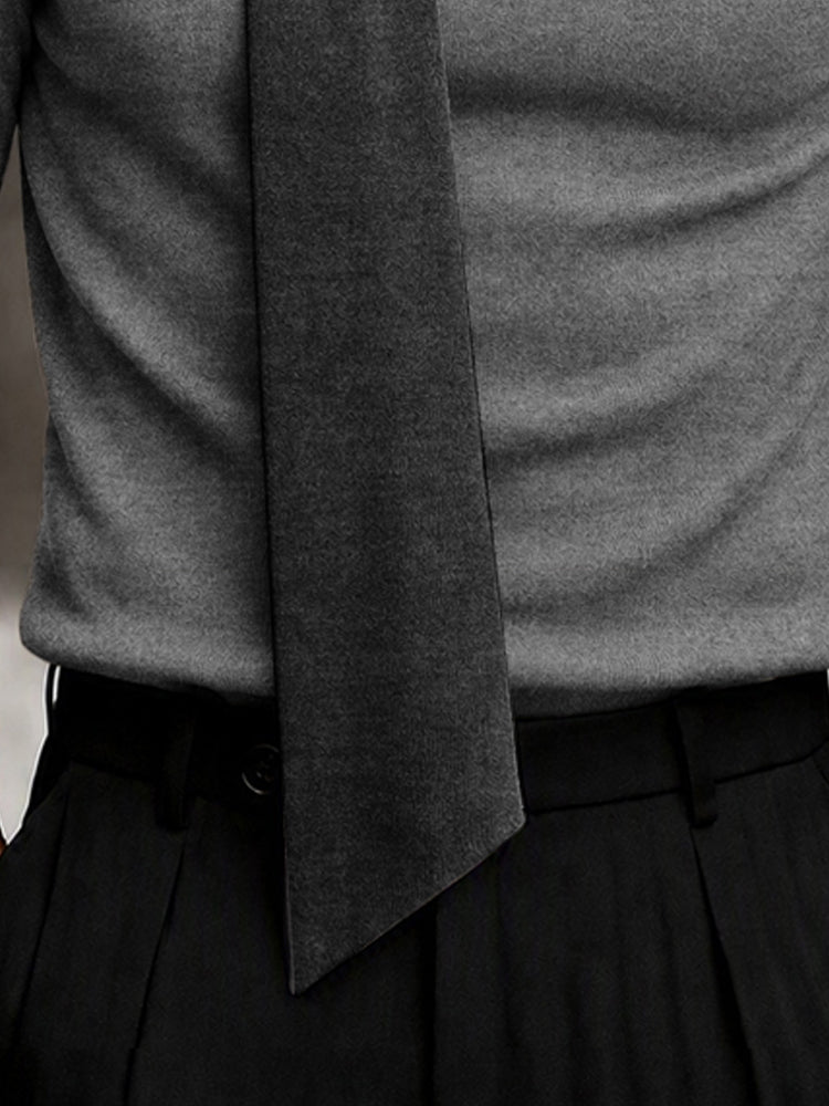 Modern Casual Scarf-Neck Fitted Rib Top
