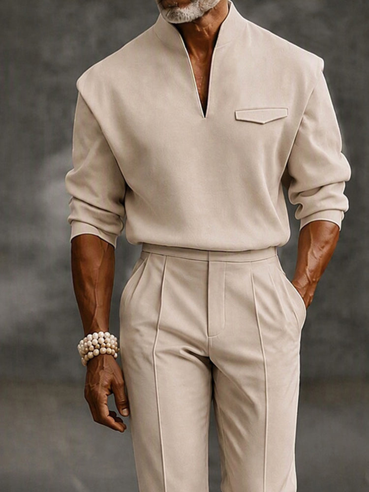 Quiet Luxury Structured Shoulder Top Pants Set