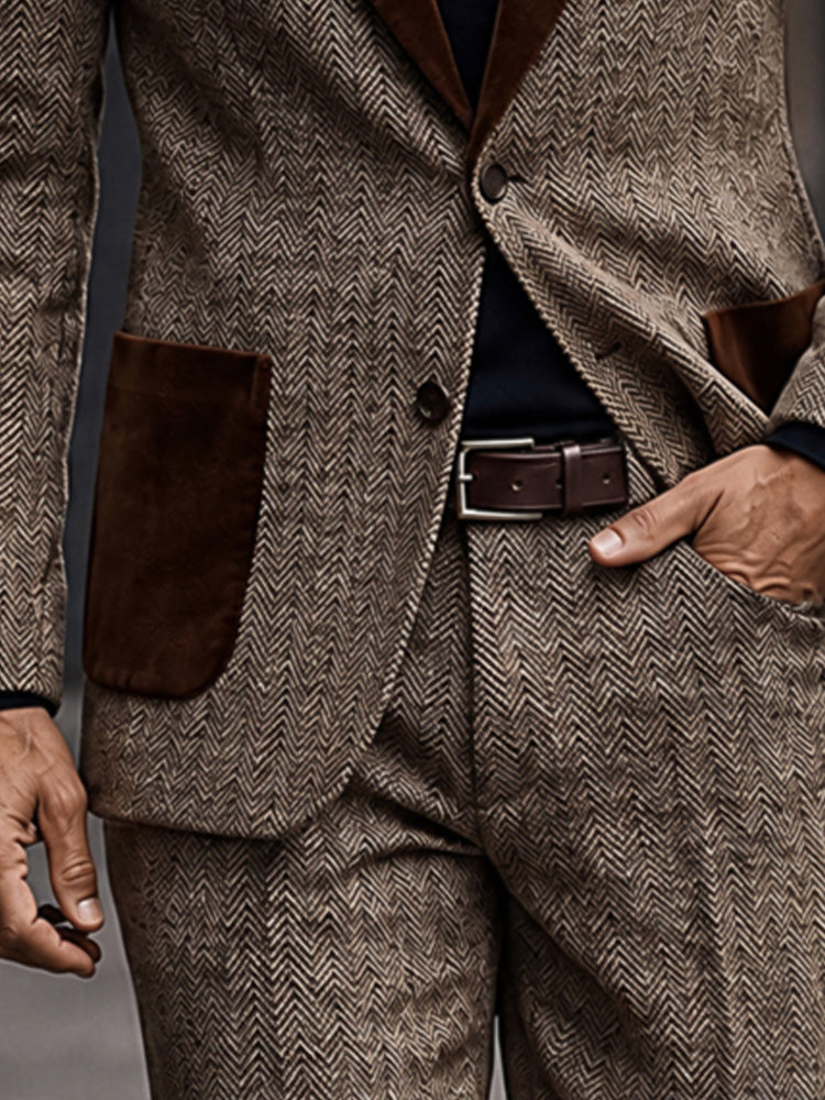 Vintage Smart Casual Herringbone Jacket Blazer