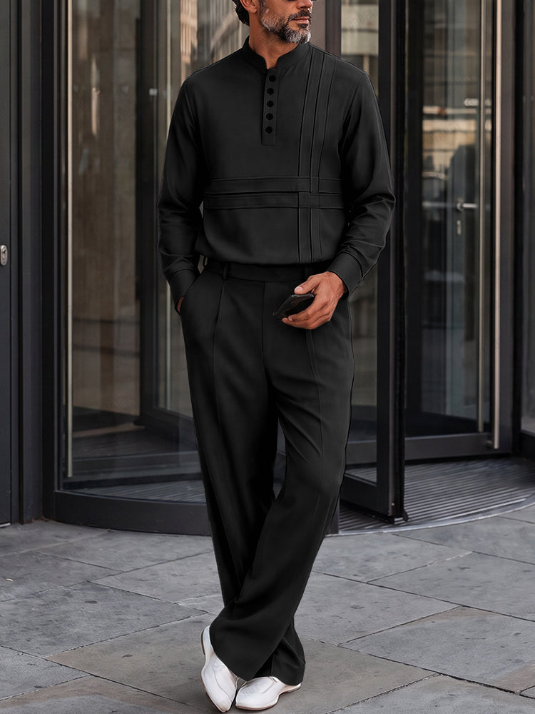 Urban Commuter Half-Button Shirt Pants Set