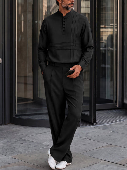 Urban Commuter Half-Button Shirt Pants Set