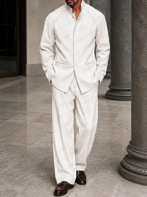 Smart Casual Hidden Placket Jacket Pants Set
