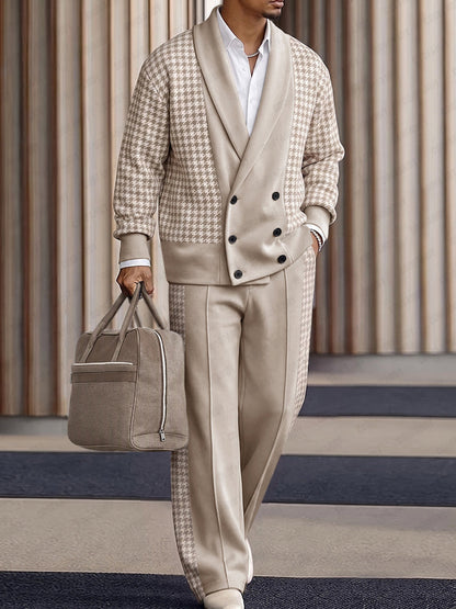 Quiet Luxury Houndstooth Splicing Matching Set