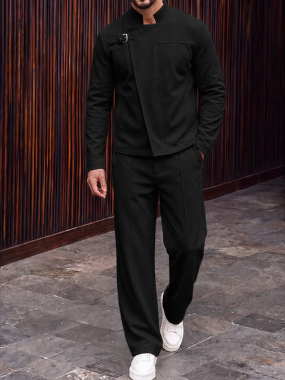 Urban Casual Faux Suede Jacket Pants Set
