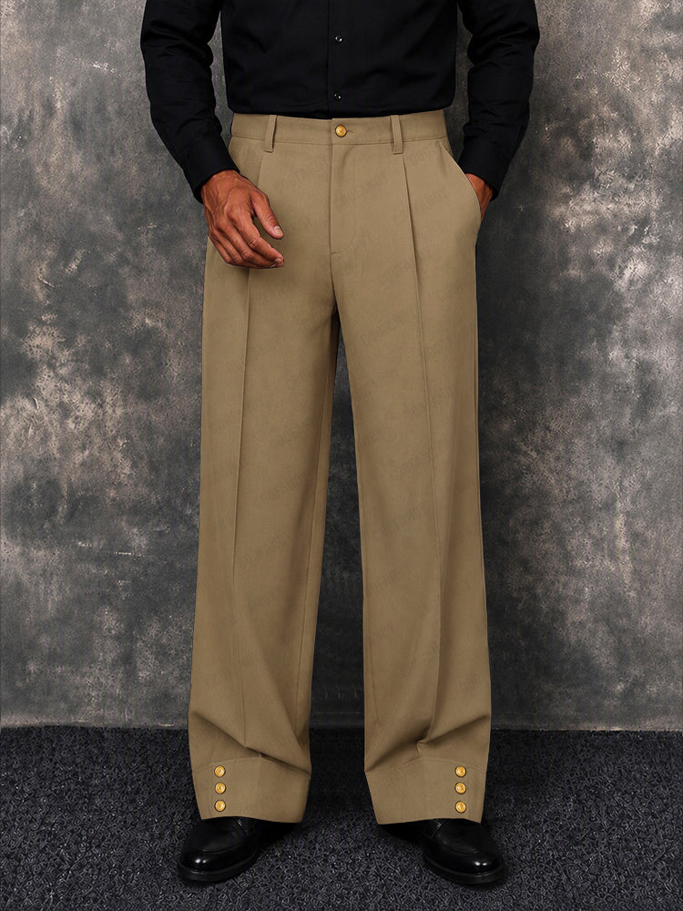 Modern Wide Leg Pants with Button Cuff Detail
