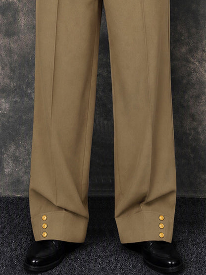 Modern Wide Leg Pants with Button Cuff Detail