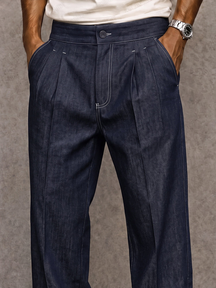 Casual Straight Leg Faux Denim Pants