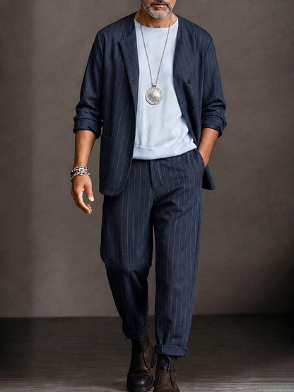 Smart Casual Pinstripe Suit Set