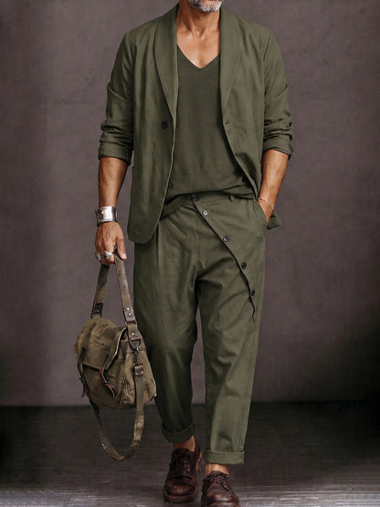 Safari Style Blazer Jacket Pants Set