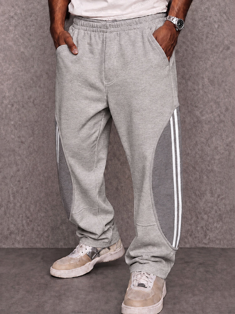 Casual Striped Patchwork Drawstring Pants