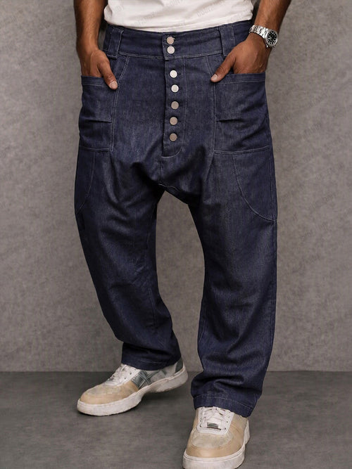 Casual Streetwear 100% Cotton Drop Crotch Pants
