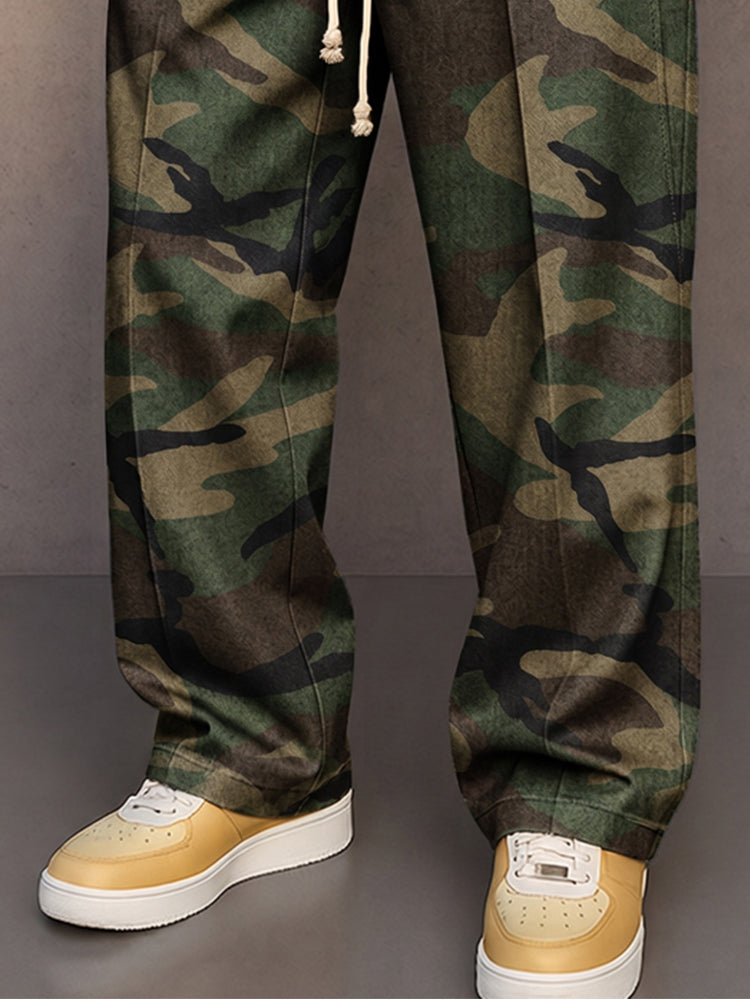 Casual Faux Denim Drawstring Pants