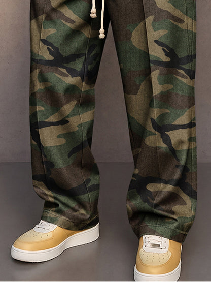 Casual Faux Denim Drawstring Pants