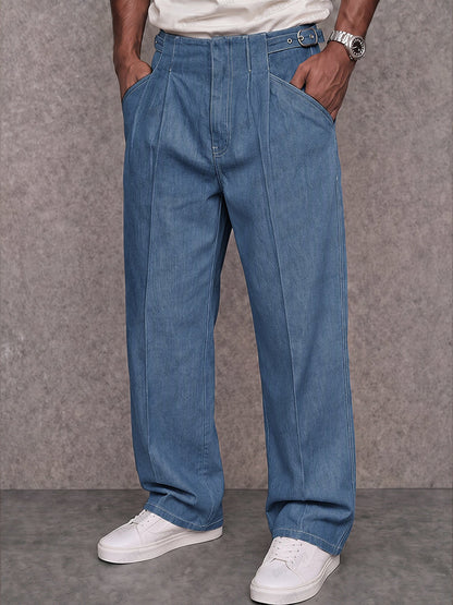 Premium Cotton Adjustable Waist Faux Denim Pants