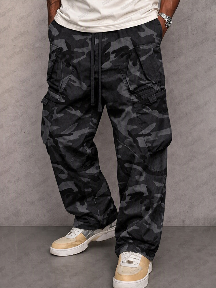 Utility Straight Fit Camo Print Cargo Pants