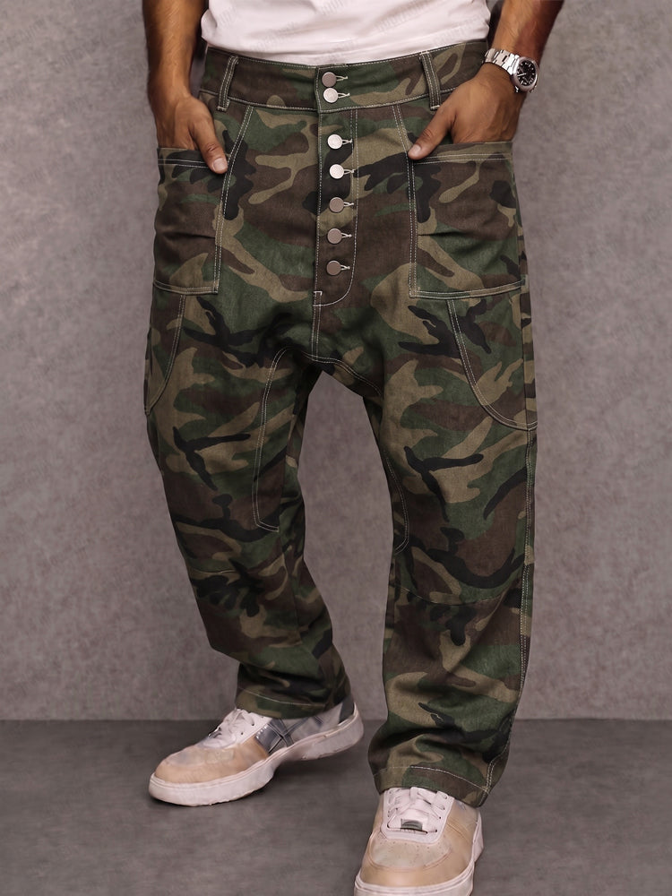 Casual Streetwear 100% Cotton Drop Crotch Pants