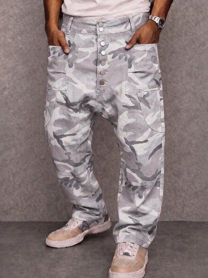 Casual Streetwear 100% Cotton Drop Crotch Pants