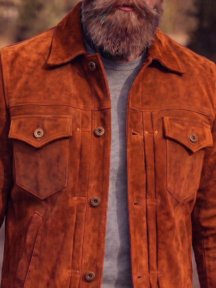 Vintage Faux Suede Trucker Jacket