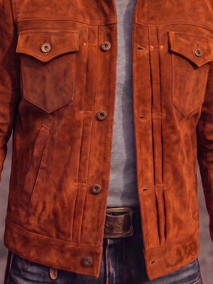 Vintage Faux Suede Trucker Jacket