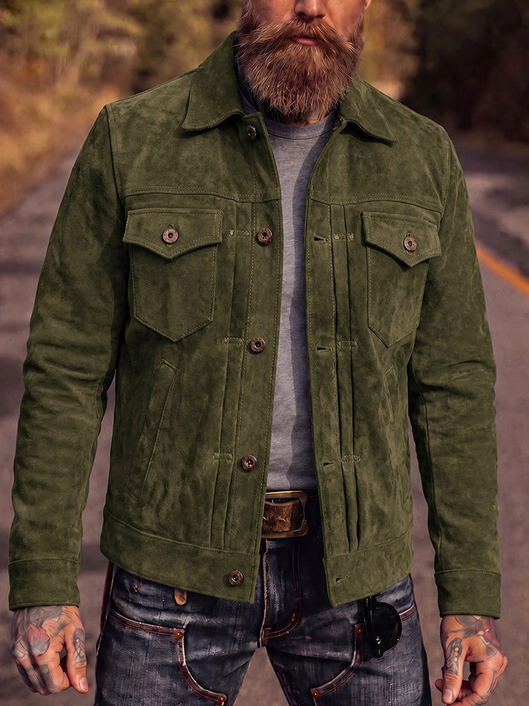 Vintage Faux Suede Trucker Jacket