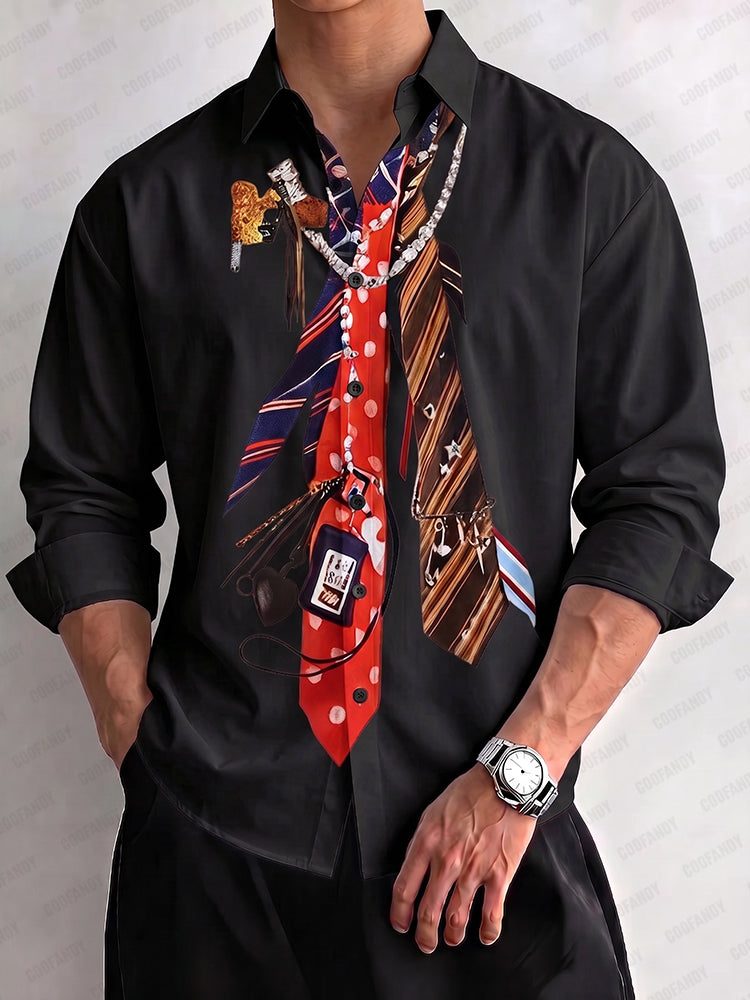 Trendy Casual Tie Printed 100% Cotton Shirt