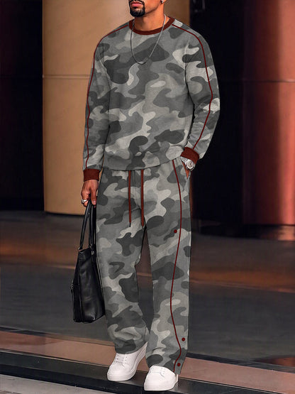 Urban Athleisure Camo Print Sweatshirt Set