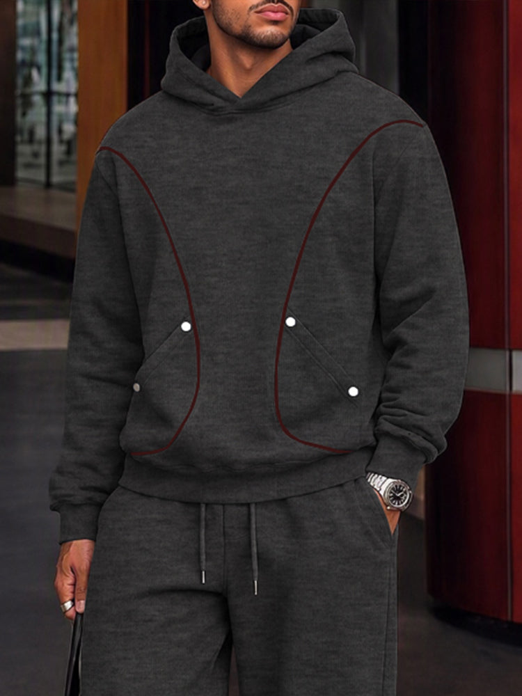 Athleisure Contrast Piping Hoodie Pants Set