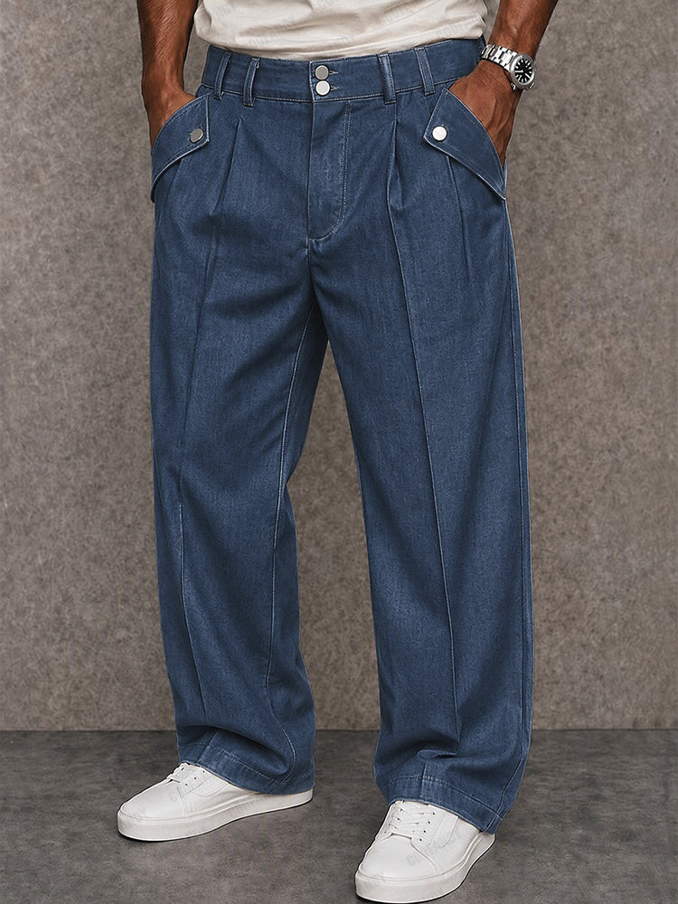 Versatile Denim-look Wide Leg Pants