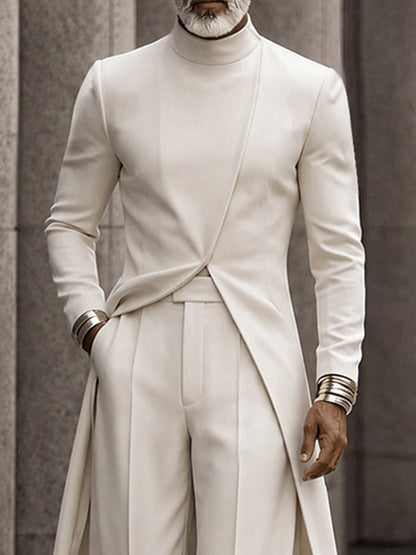 Minimalist Long Tail Mock Neck Top Pants Set