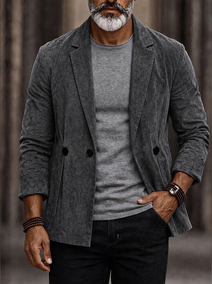 Vintage Single-Breasted Faux Suede Blazer