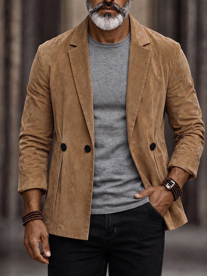 Vintage Single-Breasted Faux Suede Blazer