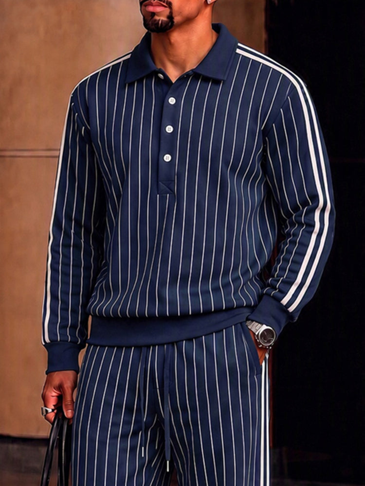 Stylish Commuter Style Contrast Stripe Matching Set