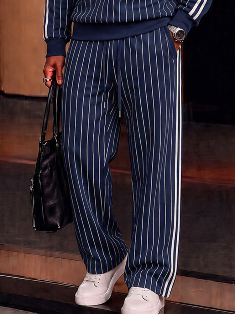 Stylish Commuter Style Contrast Stripe Matching Set