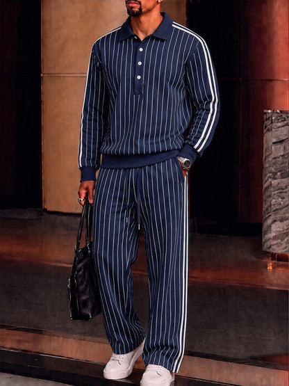 Stylish Commuter Style Contrast Stripe Matching Set