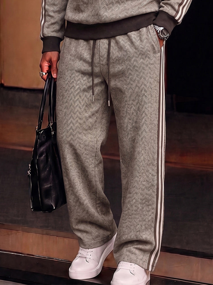 Vintage Printed Contrast Trim Sports Set
