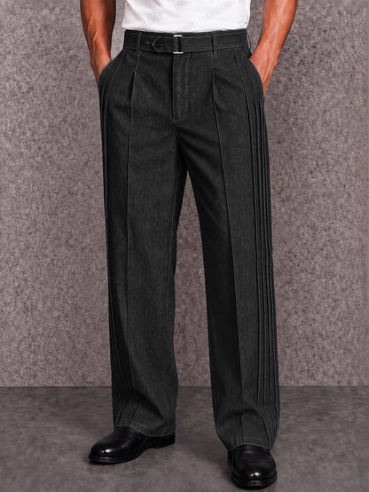 Smart Casual Denim-look Pleated Pants