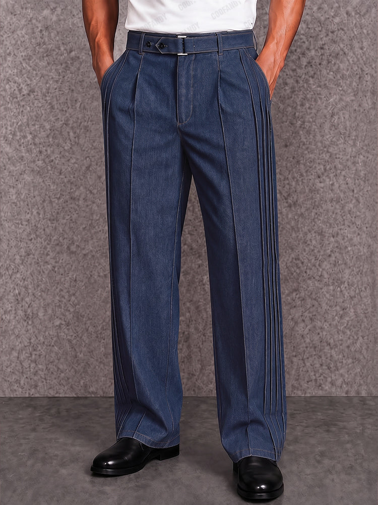 Smart Casual Denim-look Pleated Pants