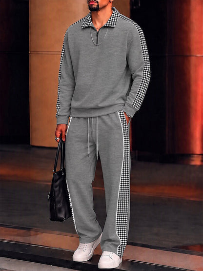 Fusion Sporty Houndstooth Paneled Matching set