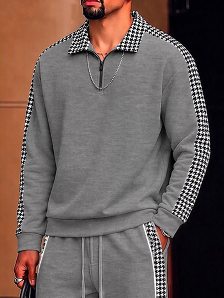 Fusion Sporty Houndstooth Paneled Matching set