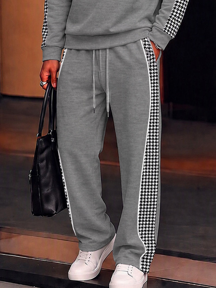 Fusion Sporty Houndstooth Paneled Matching set