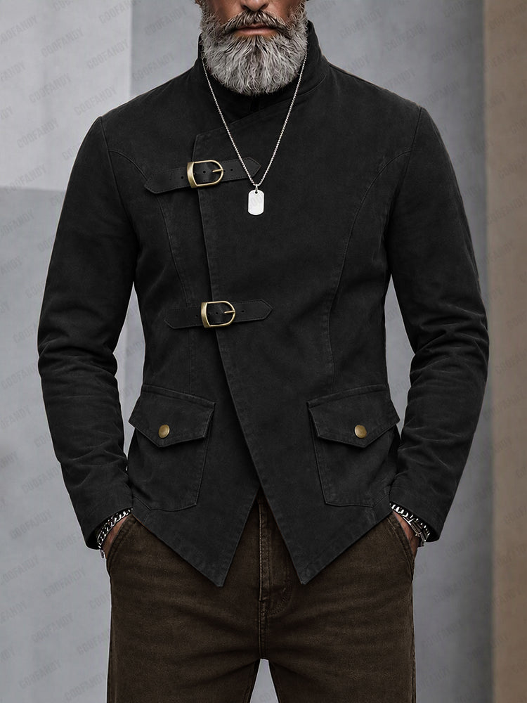 Urban Punk Convertible Collar Faux Suede Jacket