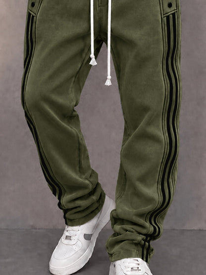 Casual Faux Suede Side Stripe Jogger Pants