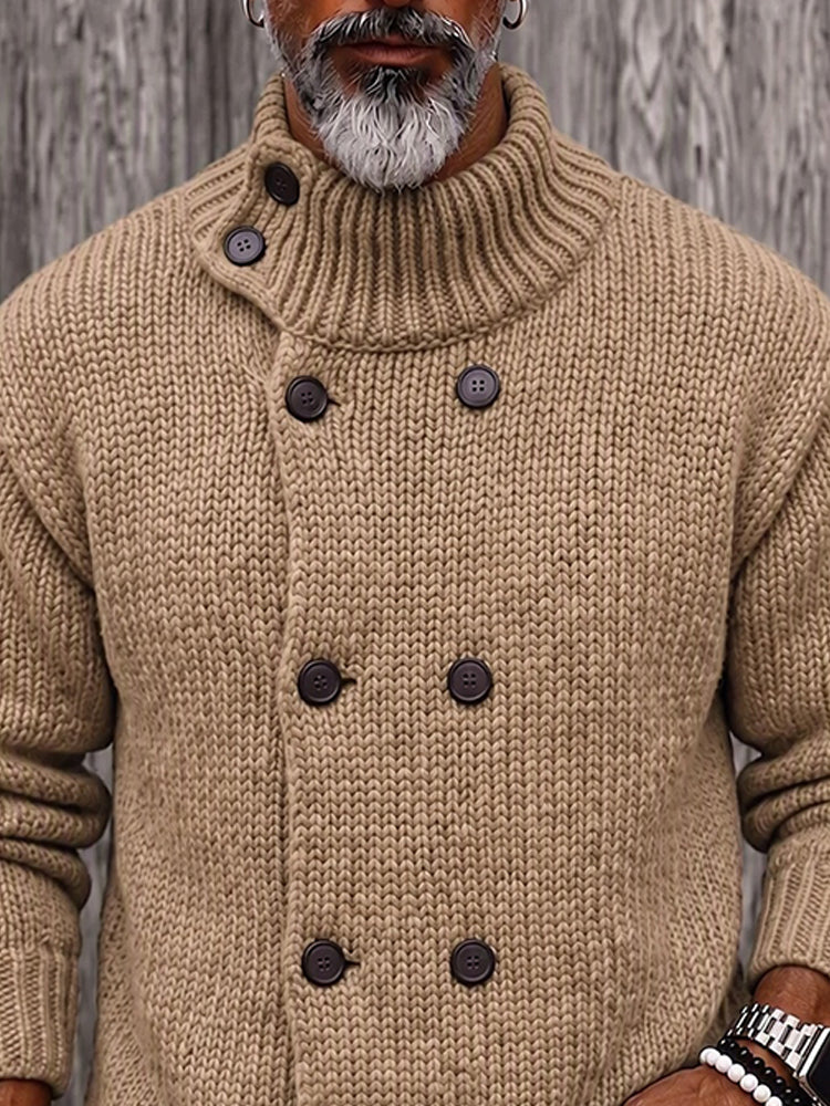 Timeless Double-Breasted Turtleneck Sweater